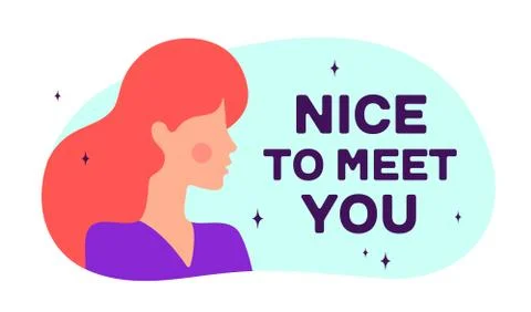 Nice to Meet You. Modern flat character. Silhouette woman Stock Illustration