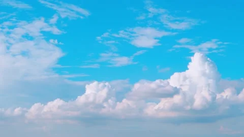 Nice moving white cirrus cloud in horizon, Beautiful blue sky and cloudscape Stock Footage 234794364