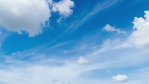 Nice moving white cirrus cloud in horizon, Beautiful blue sky and cloudscape 스톡 동영상 234795022