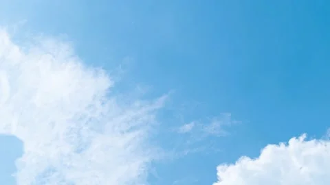 Nice moving white cirrus cloud in horizon, Beautiful blue sky and cloudscape Stock Footage 236288332