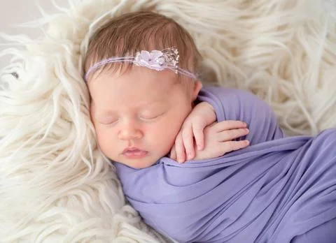 Nice newborn sleeping calmly Stock Photos