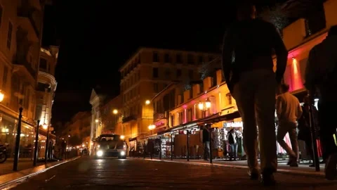 Nice - Night street Stock Footage 133414256