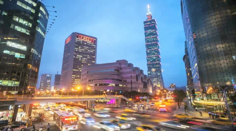 Nice night view of Taipei city Stock Footage 24709786