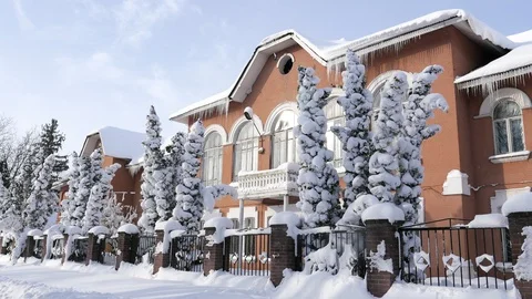 Nice old 1900s building at winter. Stock Footage 103386287