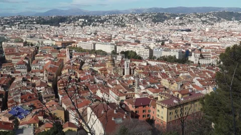 Nice Old Town Panorama Over Rooftops and Hills Stock Footage 329585040