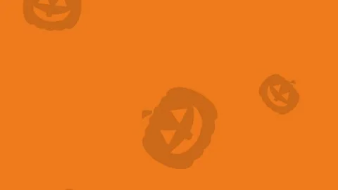 Nice orange background with many falling Halloween pumpkins Stock Footage 313430482