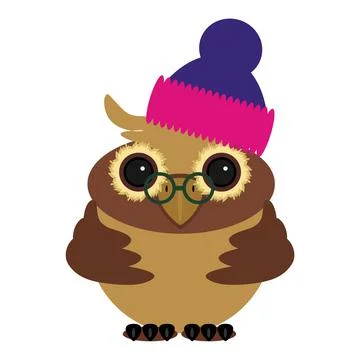 Nice owl in cap on white background Stock Illustration