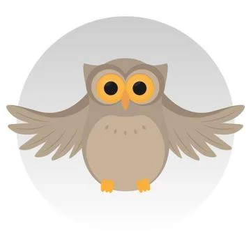 Nice owl, sit, grey background Stock Illustration