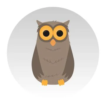 Nice owl, sit, grey background Stock Illustration