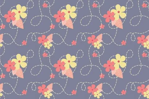 Nice Pastel floral pattern on the dark backdrop Illustrazione stock