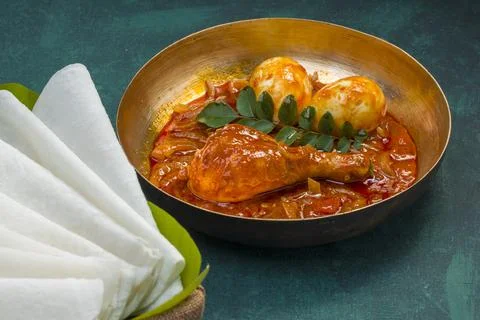 Nice Pathiri with chicken curry Stock Photos