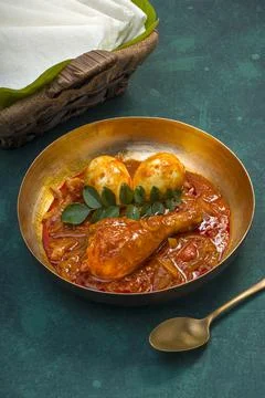 Nice Pathiri with chicken curry Stock Photos