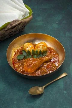 Nice Pathiri with chicken curry Stock Photos
