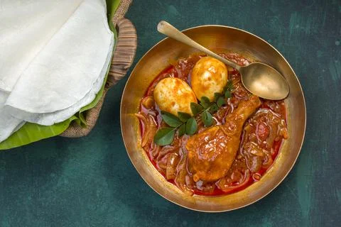 Nice Pathiri with chicken curry Stock Photos