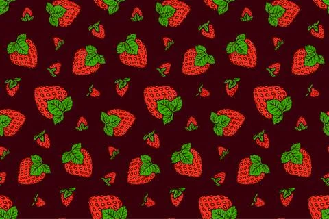 Nice pattern with strawberry on purple background Stock Illustration