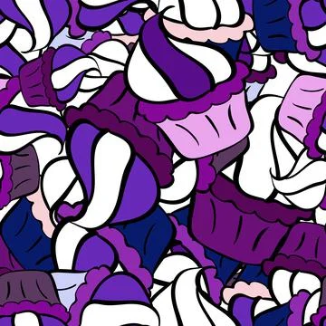 Nice pattern for wrapping paper vector. Doodles purple, white and black on color Stockillustratie