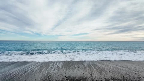 Nice Pebble Beach - Waves Rolling on Shoreline. Stock Footage 329585941