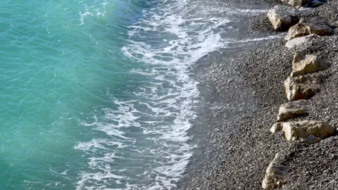 Nice Pebble Beach - Waves Washing Shoreline. Stock Footage 329584279