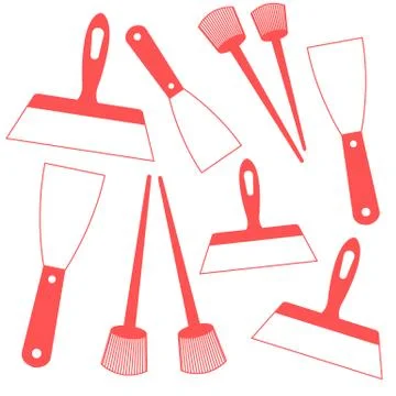 Nice picture of  colored brushes and spatulas Stock Illustration