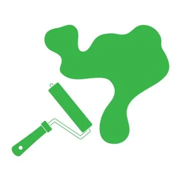 Nice picture of a colored roller for paint and a big splodge of paint Stock Illustration