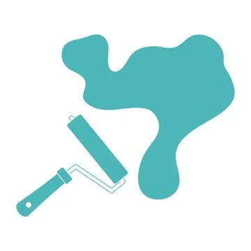 Nice picture of a colored roller for paint and a big splodge of paint Stock Illustration