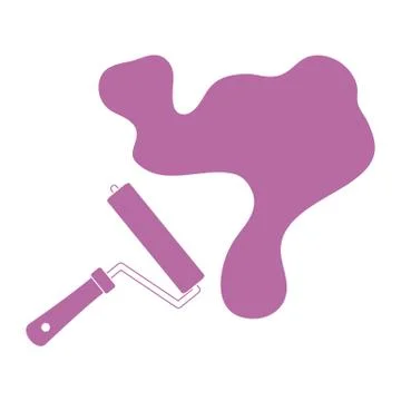 Nice picture of a colored roller for paint and a big splodge of paint Stock Illustration