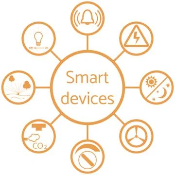 Nice picture of a colored scheme with different icons for smart home 스톡 일러스트