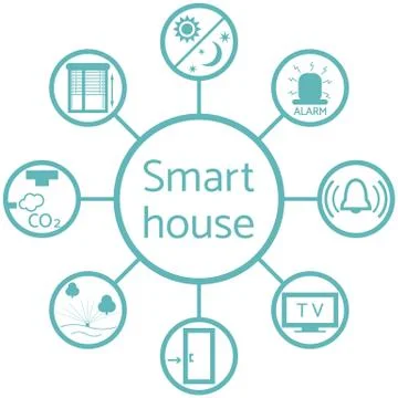 Nice picture of a colored scheme with different icons for smart home 스톡 일러스트