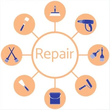 Nice picture of a colored scheme with different tools for the preparation and Stock Illustration