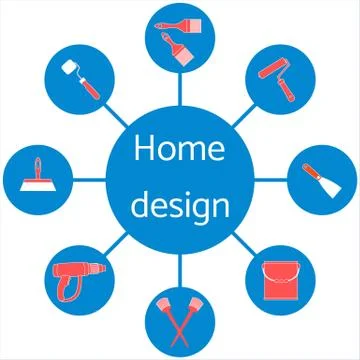 Nice picture of a colored scheme with different tools for the preparation and Stock Illustration