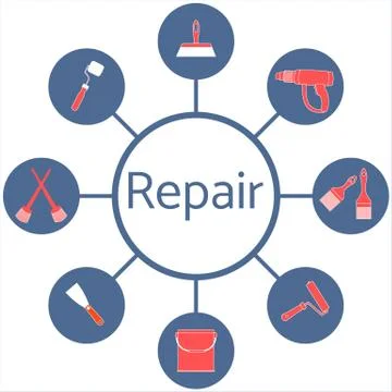 Nice picture of a colored scheme with different tools for the preparation and Stock Illustration