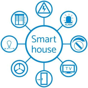Nice picture of a colored scheme with different icons for smart home イラスト素材