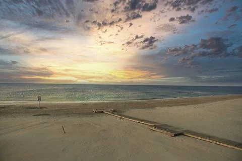 Nice picture from an empty beach a summer Stock Photos