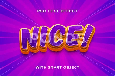 Nice Playful 3D Text Effect PSD Purple Orange Comic Book Sunburst Typography PSD Template