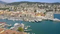 Nice port with white yachts and boats, breathtaking panorama of seaside city HD Footage
