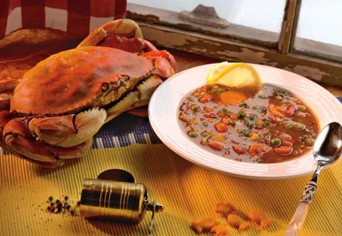 Nice prepared Crab Soup Stock Photos
