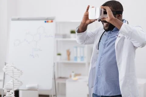 Nice professional scientist testing 3d glasses Stock Photos