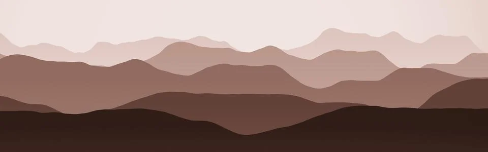 Nice red wide of mountains in clouds cg texture illustration Stock Illustration