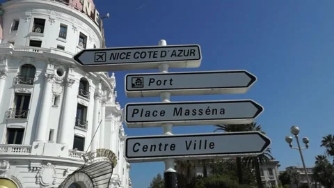 Nice - Road signpost Stock Footage 133432093