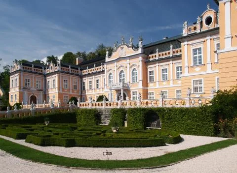 Nice rococo castle with park Stock Photos