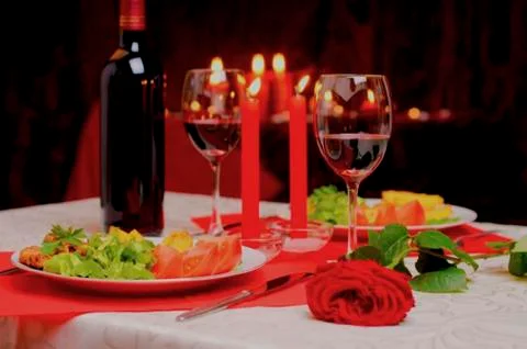 Nice romantic composition of glasses and wine Stock Photos