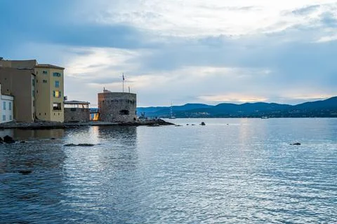 Nice from from Saint-Tropez at sundown Stock Photos
