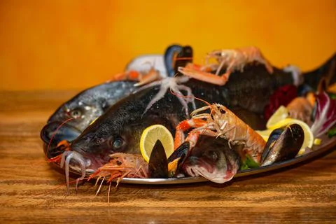 Nice selection of fresh seafood Stock Photos