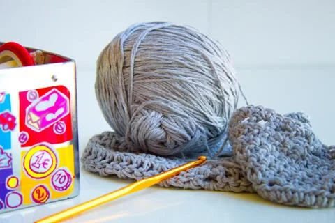 Nice sewing box with creative wool sweater Stock Photos