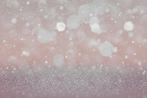 Nice shiny abstract background glitter lights and falling snow flakes fly Illustrazione stock