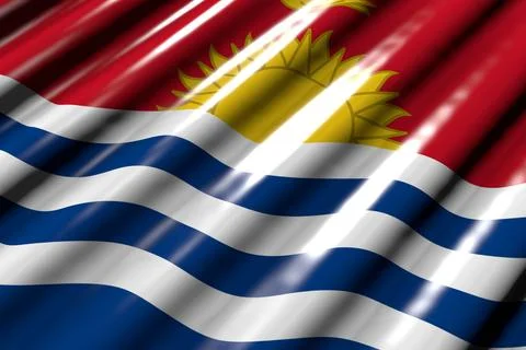 Nice shiny - looking like plastic flag of Kiribati with big folds lying Stock Illustration