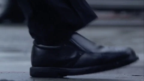 Nice Shoes Walking on the Sidewalk Stock Footage 73061269