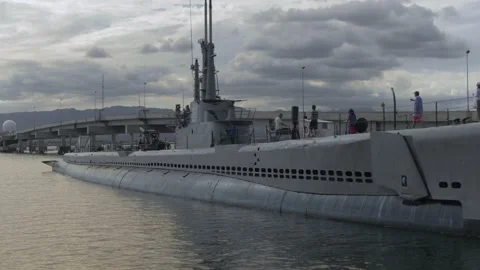 Nice Shot Of The USS Bowfin Submarine, Pearl Harbor National Memorial, Hawaii Stock Footage 154497111