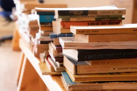 A nice side of stacks of books close up Stock Photos