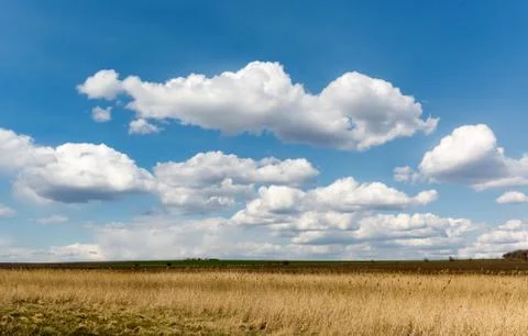 Nice sky with clouds in steppe Stock Photos
